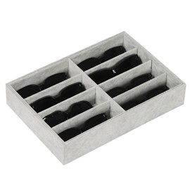 AUTOARK 8 Grid Sunglass Organizer,Eyeglass Eyewear Display Tray,Glasses Watches Jewelry Showcase Display For Men Women,Grey Velvet,MKAJ011
