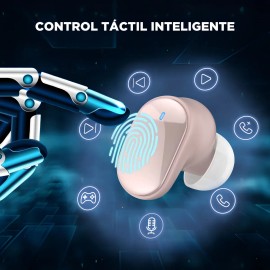 Auriculares In-Ear Gamer Inalmbricos HTC TWS7 Rosa Con Luz Led Audifonos Manos Libres Audifonos Bluetooth Deportivos                                  