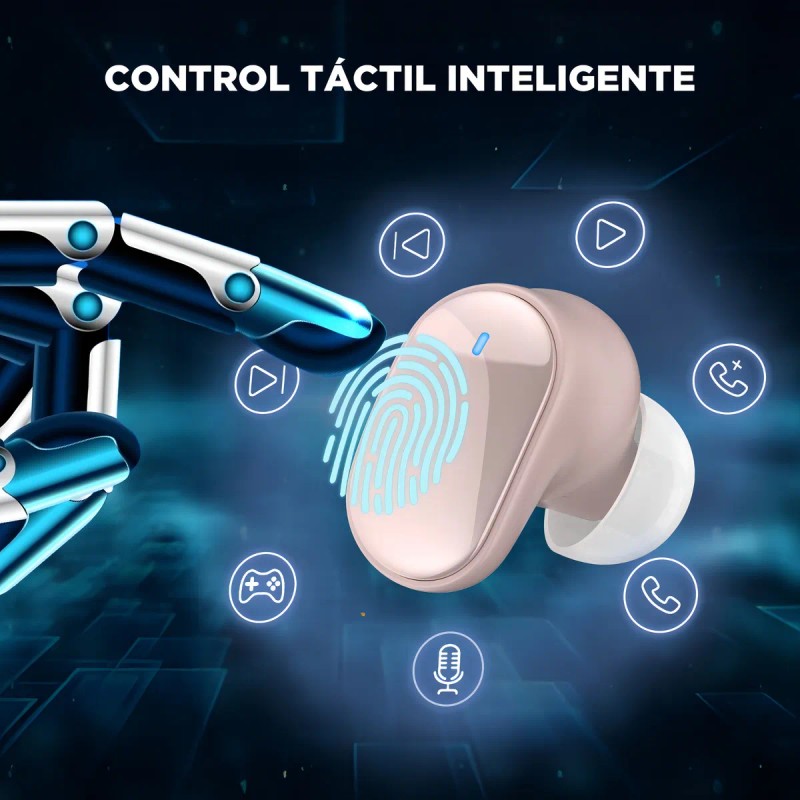 Auriculares In-Ear Gamer Inalmbricos HTC TWS7 Rosa Con Luz Led