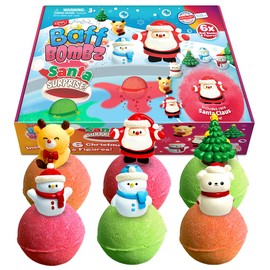 ZIMPLI 6 grandi bombe da bagno sorpresa Babbo Natale, 6 giocattoli, set regalo di Natale per bambini, giocattolo da bagno effervescente