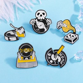 JHCHUYI Music Tape Badge Pins, Funny Enamel Pins, Cute Cartoon Enamel Lapel Pins, Cool Backpack Pins, Suitable For Bags, Hats, Clothes, Daily Decorations And Party Gifts, 5.4*3.5*0.4inch, Zinc, no