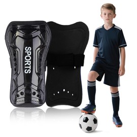 Youth Soccer Shin Guards for Kids Shin Pads Child Calf Protective Gear Protective Soccer Equipment for Boys Girls Children 3-15 Years Old (Black, Size L)