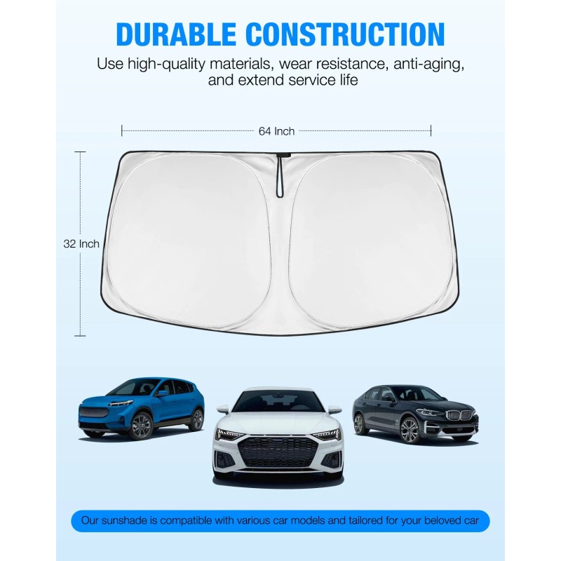Neverland 58*31" Car Windshield Front Window Sun Shade Cover Visors