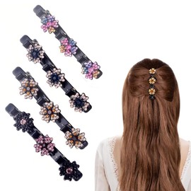 4 Stück Kristall Haarspangen Damen – Neue Blumen ，HaarclipsHaarspangen Damen mit Funkelnden Kristallsteinen Elegante Haarstyling Clips Kolibri Haarspange Strass-Haarspange haarklammern