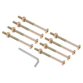 PATIKIL M6 x 95mm Bunk Bed Bolts, 8 Pack Hex Drive Socket Cap Barrel Screws Bolt Nuts Assortment Kit with 1Pcs Wrench for Furniture Bed, Zinc Color