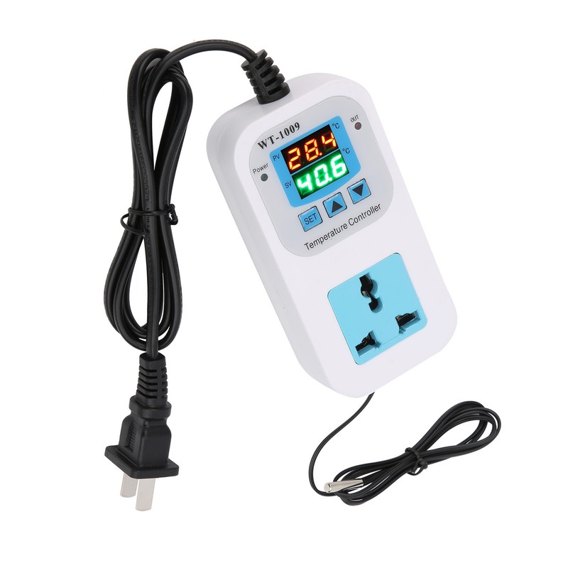 Temperature Controller Digital Dual Display Electronic Control Socket 10A WT‑1009