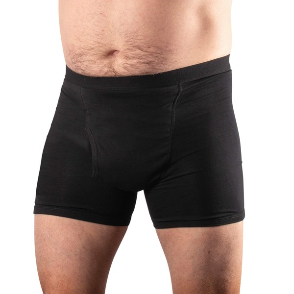 Conni Men's Calvin (M, Black) Men's Underwear, Boxer Shorts, Urinary Leak & Incontinence Pants, Light Incontinence Compatible (250 - 280cc), Urinary Bleeding, Mens Kalven Boxer M, Black
