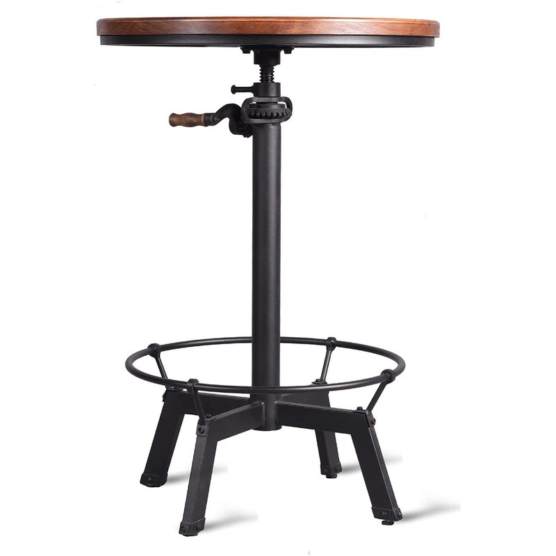 Diwhy Pub Set Industrial Style Adjustable Height 33.5-39.4in Dining Table