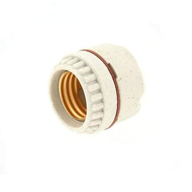 Leviton Medium Base, Two-Piece, Keyless, Incandescent, Unglazed Porcelain Lampholder, Ring-Type, Single Circuit, Back Wired, 9350, White