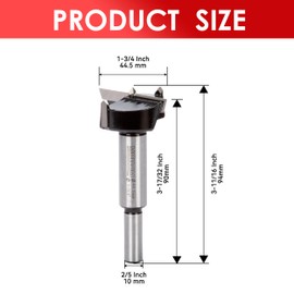 Mollom 1-3/4" (44.5mm) Forstner Drill Bit for Precise Woodworking with Durable YG8 Carbide Thickness of 2.0mm,This Hinge Cutter Tool is Ideal for Hard Wood, Plastic, Plywood