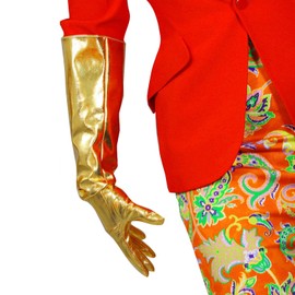 DooWay Long PU Gauntlet Gloves Shiny Large-cuff Golden Size M Elbow-length Women Party Cosplay Costume Finger Gloves
