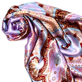 Lorenzo Cana Women’s Silk Scarf, 100% Silk, Baroque with Paisley Pattern - purple Paisley, size: 90 x 90 cm