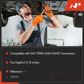 A-Premium Polished Finned Aluminum Transmission Oil Pan, with Drain Plug, Bolts and Gasket, Compatible with GM 700R4 4L60 4L60E, 2-5/8" Pan Depth