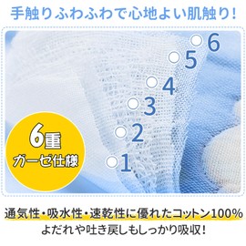 Comfort U Baby Bibs, Boy, 6-Piece Set, 100% Cotton, 6-Ply Gauze, Absorbent, Soft, Petal-Shaped, 360-Degree Bib, Baby Apron, Snap Button, For Meals, With Storage Bag, Baby Shower Gift