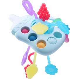 XIFHPF Silicone Pacifier Teething chew Toys, Milk bottle Montessori toy Pull StringBlue