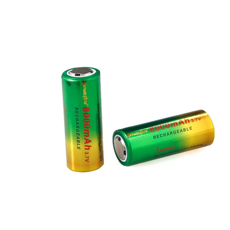 Skywolfeye 2pcs Skywolfeye 26650 Battery 3.7V Li-ion Rechargeable Cell For