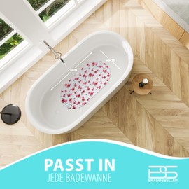 Brandseller Bath Mat Shower Mat with 4 Print Designs Pink, Shells and Water Droplets, 53 x 53 cm and 70 x 36 cm