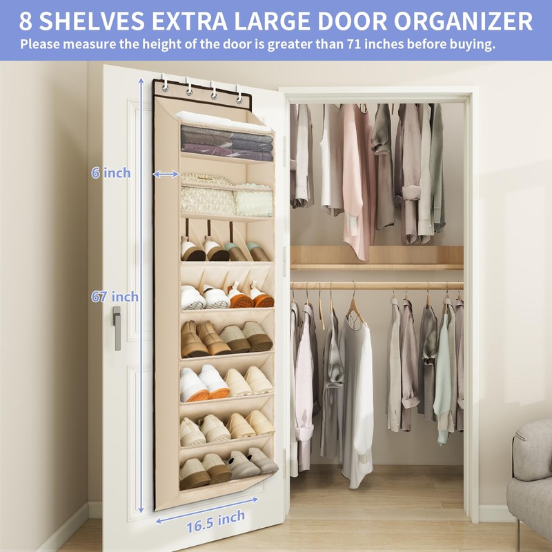 FENTEC 1 Pack Over The Door Shoe Organizer, 68" Exlarge