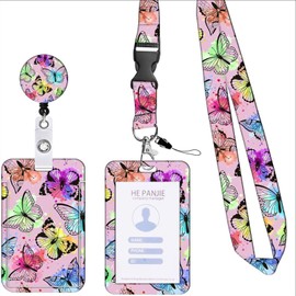 BSITSSS Butterfly Print Lanyard with Card Holder, Detachable Card Holder for Lanyard, Cute Lanyard Card Holder, New Card Holder Lanyard, Lanyards with Card Holder for Teachers, Doctors,Students
