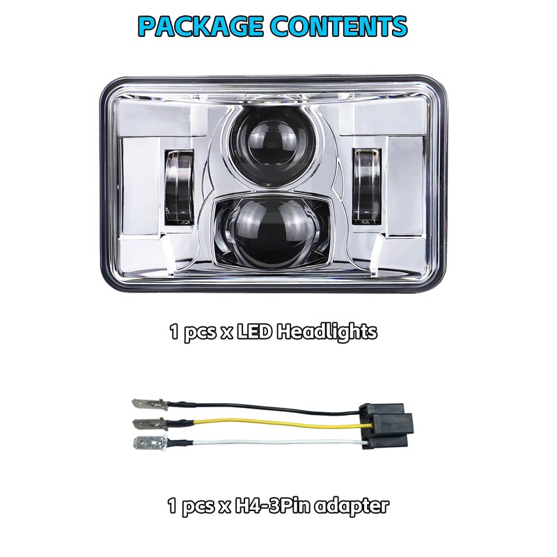 4x6 Inch LED Headlights Rectangular Light DOT Approved High/Low Beam