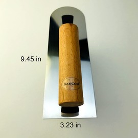 BANCOO Single Round Head Stainless Steel Trowel - Super Elastic Ultra-Thin Blade - Smoothing, Skimming & Finishing Tool for Plaster & Concrete (D2140Y)