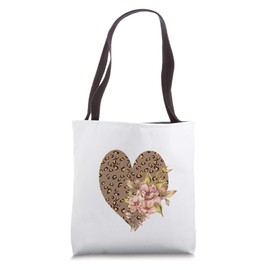 Vintage Leopard Prints Heart Watercolor Flowers Boho-Chic Tote Bag