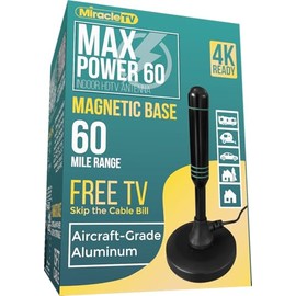 Miracle LED MAX Power 60 Indoor HDTV Antenna with Magnetic Base