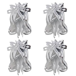 Foil Ceiling Decorations Silver/White Christmas 2 Tone - Set 4 30cm Bells Christmas Decorations