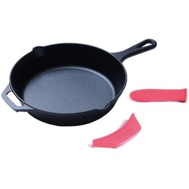 HomeVss Cast Iron， Pre Seasoned Skillet with Silicone Handle (12 inch)