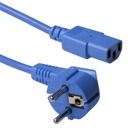 ACT IEC Cable 3 m, C13 Cable, PC Power Cable, CEE 7/7 to C13 3 Pin - Earthing Contact Angled - AK5135 Blue