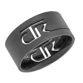 One Moment In Time J69B Sizes 8 Black Cutout Stainless Steel Ring Mormon LDS CTR
