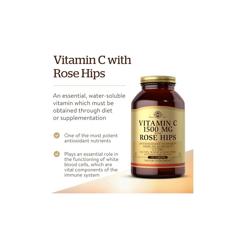 Solgar Vitamin C 1500 mg with Rose Hips Tablets -