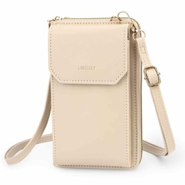 Lwhtfey Small Crossbody Phone Bags for Women with Card Slots, Cellphone Purse Wallet for Travel Shopping (Beige)