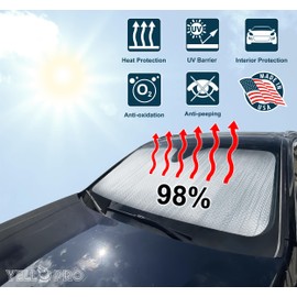YelloPro Custom Fit Front Reflective Windshield Sunshade for 2024 2025 GMC Hummer EV SUV, 2X, 3X, 3X Omega, UV Reflector Sun Visor Protector Insulated Cooling Blockout Accessories [Made in USA]