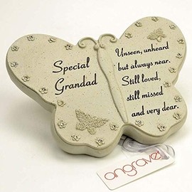 Angraves Special Grandad Diamante Butterfly Graveside Grave Memorial Plaque Ornament