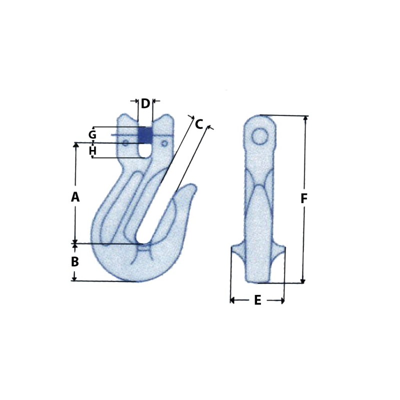 Lifting Clevis Grab Hook 7MM Grade 80 (2 Ton Shortening