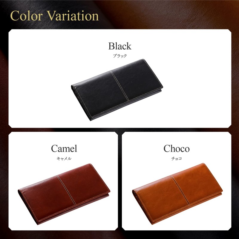 TASUKI Men's Long Wallet, Genuine Leather, Italian Leather, Made in