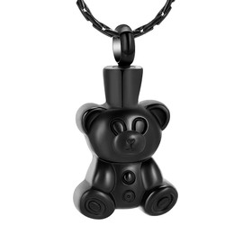 Cremation Jewellery Urn Necklaces for Ashes - Stainless Steel Teddy Bear Pendant Keepsake Memorial Pet Ash Holder, Stainless Steel, No Gemstone