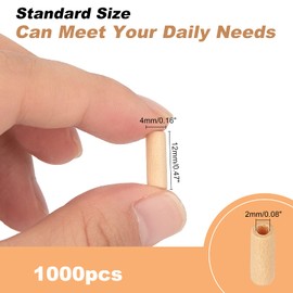 AHANDMAKER 1000pcs Wood Tude Beads, Undyed Natural Tiny Wooden Beads with 2mm Hole, 12x4mm Wood Beads for Crafts, Assorted Unfinished Wooden Loose Beads Spacer Beads for DIY Bracelet Jewelry Making