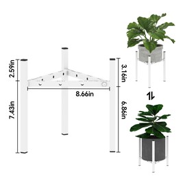 Adhoklop Adjustable Plant Stand for 8-16 Inch Pots, Heavy-Duty Metal Flower Pot Holder Indoor/Outdoor Corner Use - Compatible with Multiple Planters (Pots & Plants Not Included) - White