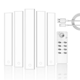 66 LED Under Cabinet Lights Wireless with Full Lighting,Rechargeable Closet Lights with Remote and Motion Sensor Indoor,Under Counter Light with CCT and Dimmable for Kitchen,Stair(5 Pack,7.87inch)