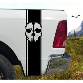 Ghost Mask Truck Bed Vinyl Decal, COD Decals, H 40 by L 10 Inches (Set of 2), 4X4 Off Road Bedside Vinyl Decals (Matte Black)