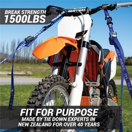 Heavy Duty Motorcycle Tie Down Straps - 1" x 8' Cam Buckle Straps with Soft Loops & Safety Hooks - Secures Motorbikes, Dirtbikes, ATV, UTV - 2 Pack