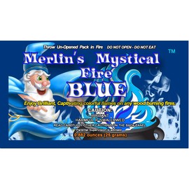 Mystical Fire Merlin’s Fire Blue Flame Colorant Vibrant Long-Lasting Pulsating Blue Flame Color Changer for Indoor or Outdoor Use 25 grams Packets 10 Pack