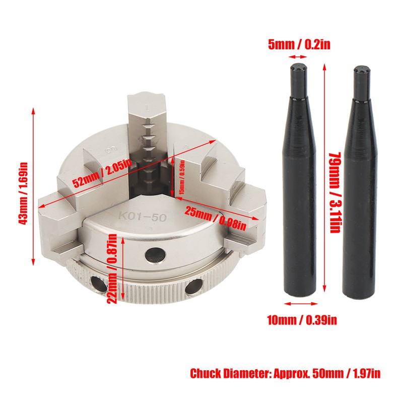 Lathe Chuck 50mm M14 3 Jaw C45 Steel Self Centering