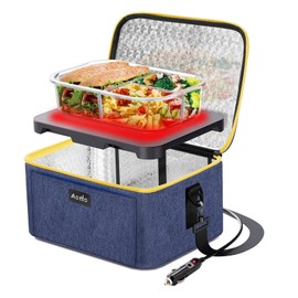 Aotto Portable Oven Electric Lunch Box Food Heater - 12V/24V 2-in-1 Car Food Warmer, Heated Lunch Box for Adults, Cook, Reheat, and Keep Meals Warm for Car, Truck, Travel - Navy Blue