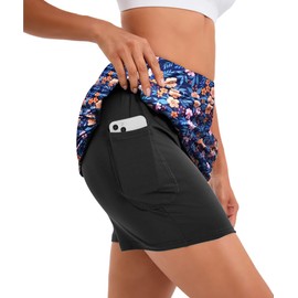 Jhsnjnr Women's Golf Skorts with Pockets Knee Length Elasticated Waist Active Athletic Tennis Skirt