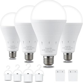 DEBAOBULB   Rechargeable Emergency Light Bulbs  Battery Powered LED Light Bulb 6000K Daylight E26 120 Volt 9W 60W Equivalent with 1200mAh for Home Power Outage Camping Hurricane:_6000k-4pk