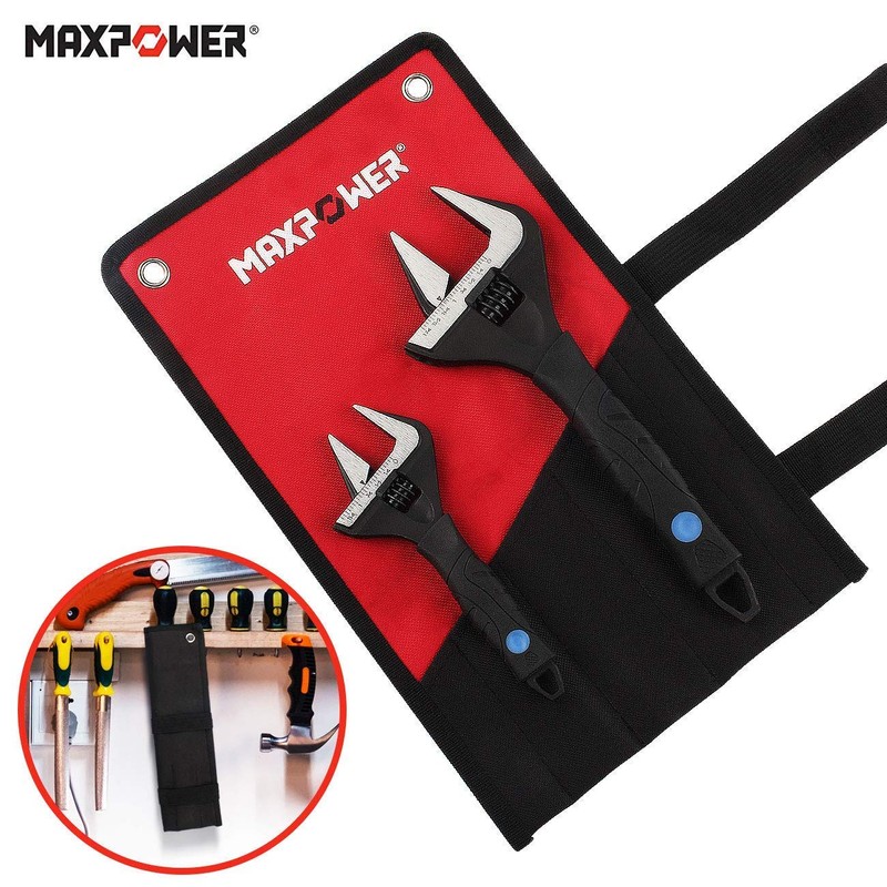 MAXPOWER 10 inch Adjustable Wrench, Wide Jaw Capacity 2 inch