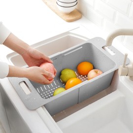 HAOHIZE Adjustable Freezer Baskets, Freezer Storage Containers with Handle, Chest Freezer Basket, Deep, Adjustable Storage Organiser, Container Divider, Expandable (Grey)